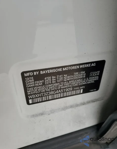 2016 BMW X1 xDrive28I z USA, uszkodzony, nr VIN WBXHT3Z38G4A51909